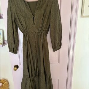 Emerson Fry Green Pleated Tie Front Sundress